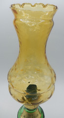 Vintage Rare Chianti Wine Bottle Decanter Lantern Oil Lamp Green Amber Glass 15&Prime;