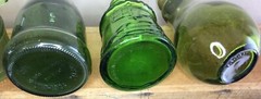 VTG GREEN GLASS EMBOSSED VASE EC BRODY CAPE MAY BITTER CATHEDRAL 15 BOTTLE LOT