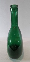 Emerald Green Glass Oval Bottle 8” Tall Marked On Bottom Vintage