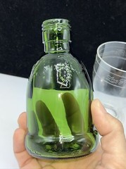 Rare Vintage 1976 Wine World Mini Green Glass Bottle 6.3 fl.oz. With Wine Cup