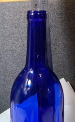 Set/3 Cobalt Blue Glass Wine/water Bottles 11 1/2&Prime; x 3&Prime; dia. 750ml. Decorative