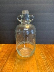 Vintage Clear Glass Wine Bottle with Handles One Half Gallon Textured Grape Desi