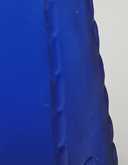 Vintage MCM Pair Morey Mallorca Frosted Cobalt Blue Glass Wine Bottles 11 1/2&Prime; T