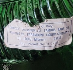 Vintage 35&Prime; Italian Chianti Twisted Embossed Green Glass Wine Bottle Decanter