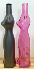 Happy Cat Wine Bottle-13” PINK /BLK Mosel Riesling Germany DECOR Kitten Collect