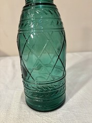 Empoli green glass decanter, 20th Century, Hobnail/Diamond Pattern, Teal, Canada