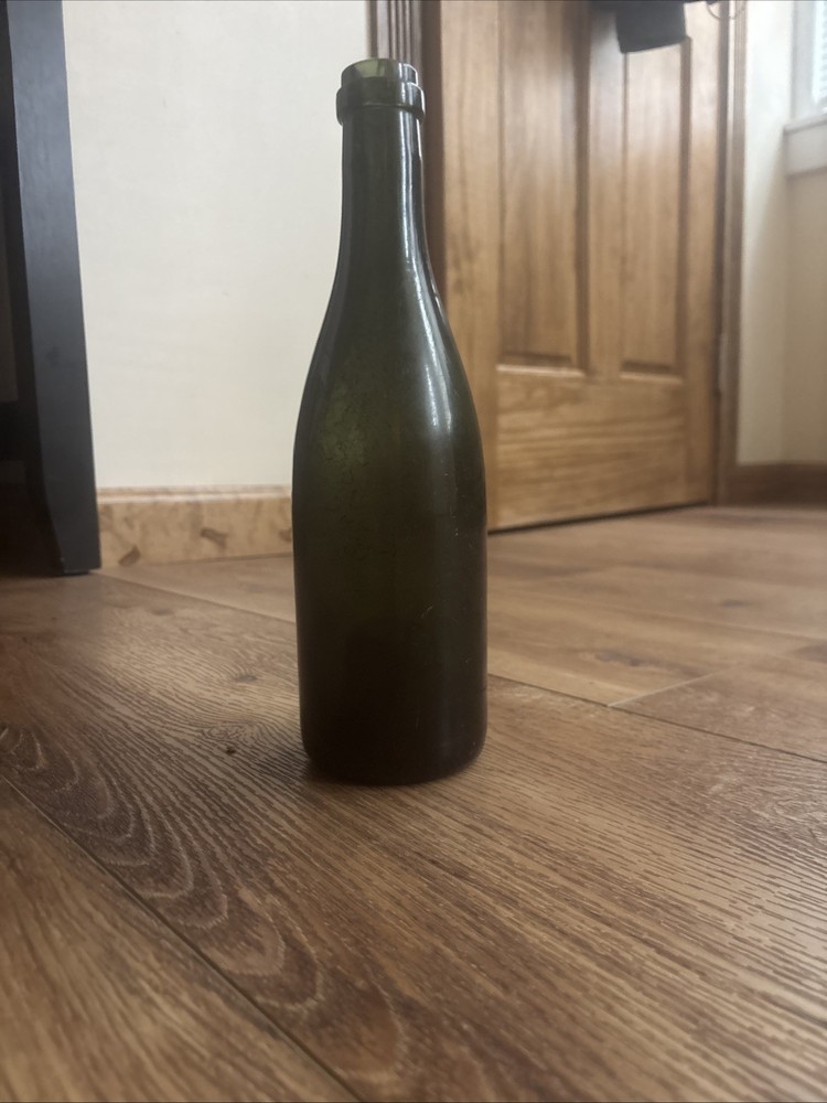 Antique Dark Green Hand Blown Wine Bottle c1800’s Deep Punt 10” Tall
