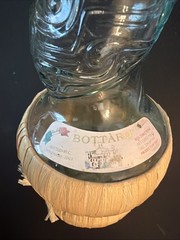 Empty Bottaro Green Spiral Glass Wine Bottle Italy 15.5&Prime; With Raffia wrap
