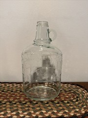 Vintage Half Gallon Wine Bottle Jug Clear Grapes & Leaves