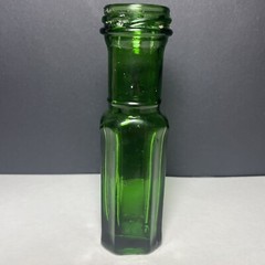Vintage Emerald Green Glass Long Neck Bottle Square Base 6”