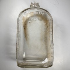 Vintage Clear Glass Half Gallon Bottle Embossed Grape Vine Leaf Design Flask Jug