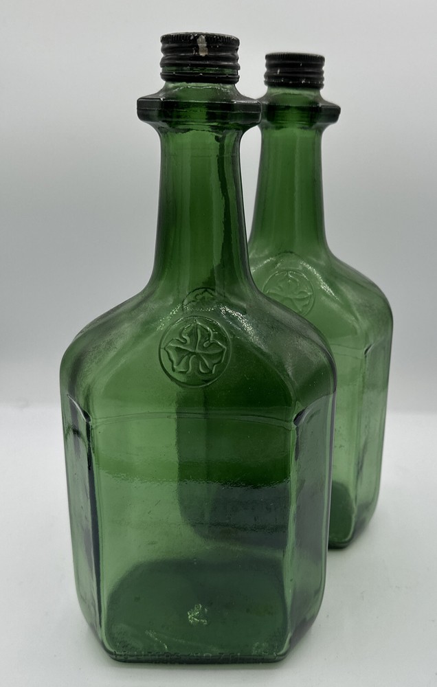Vintage TAYLOR Dry Sherry Wine Bottles (2) Dark Green Hammondsport NY New York