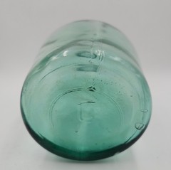 Antique 1860 Green 12&Prime; Wine Jug Valencia Glass Bottle Carbon Demijohn