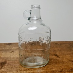 Vintage Ball Embossed Glass Wine Decanter Half Gallon Bottle Grape Design Jar