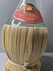 Empty Glass Table Wine Bottle Outside Torch 1.5 L Rattan Wrapped Wick Italy