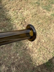 Antique WINE Vino Amber Glass Hand Blown Bottle= APPLIED TOP = Pontil on Bottom