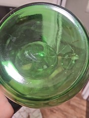 VTG HAND BLOWN GREEN GLASS WINE BOTTLE DECANTER WITH ICE CHAMBER FROM ITALY
