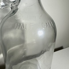 Vintage Rare Embossed Half Gallon Glass Wine Jug With Finger Hole