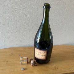 Empty 1989 Veuve Clicquot La Grande Dame Rose Bottle Wood Box Cork Wire Cage Set