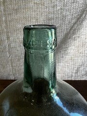 Vintage French Viresa Bottle Demijohn Wine Jug Spain 12&Prime; Green Glass