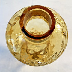 Vintage Rare Chianti Wine Bottle Decanter Lantern Oil Lamp Amber Green Glass 15&Prime;