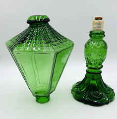 Vintage large Emerald Green Glass Street Lamp Wine Decanter Bottle 19&Prime;