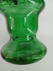 Vtg Italian Cevin Cut Green Glass Italian Wine Bottle Beautiful With Cork