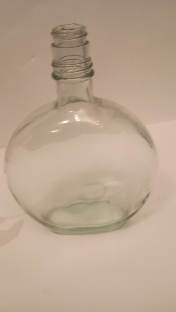 Vintage Clear Glass Round Bottle Collectible Decorative Container