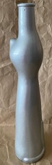 Silver Wine Bottle Happy Cat, empty, 13&Prime;tall, glass, cork inside bottle