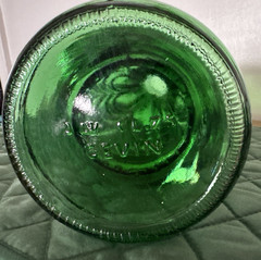 Vintage Italian Cevin Cut Green Glass Italian Chianti Wine Bottle ~ No Cork