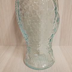 Vintage Glass Fish Shaped Bottle Light Blue 13.5&Prime; Tall