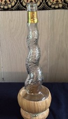 Empty Bottaro Spiral Glass Wine Bottle Italy 15.5” With Raffia wrap