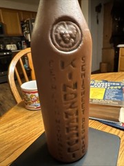 Kindzmarauli Georgian Ceramic Clay Red Wine Bottle w/ 3D Design Approx 13” Tall