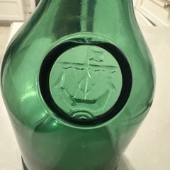 Antq CROFT Port Wine Bottle Embossed Nautical Ship Emerald Green Glass c.1900