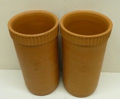 Lot of 2 Terra Cotta Wine & Champagne Cooler 9.5&Prime; x 5&Prime; Vase Grape Bunch Design