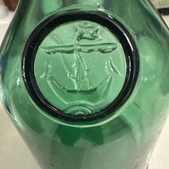 Antq CROFT Port Wine Bottle Embossed Nautical Ship Emerald Green Glass c.1900
