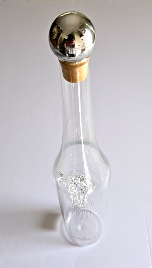 Grappa Alexander Aqva Di Vita Hand Blown Glass Grapes Empty Wine Bottle Italy