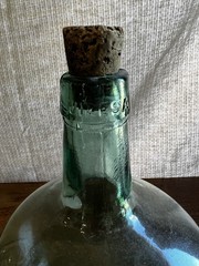 Vintage French Viresa Bottle Demijohn Wine Jug Spain 12&Prime; Green Glass