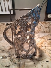 Vintage German Silver Wine Bottle Holder With Grape Motif