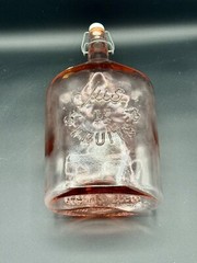 VTG Jus De Fruits Large Pink Glass Wine/Liquor Bottle w Original Rosenthal Label