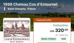 Chateau Cos D’Estournel Saint Estephe 1989 Empty Wine Bottle With Cork