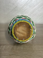 Vintage Spain Wine Bottle Plastic Woven Wicker Metal Handle