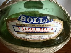 Vtg 1977 Bolla Valpolicella 1L Green Glass Wine Bottle Wicker/Raffia Wrapped