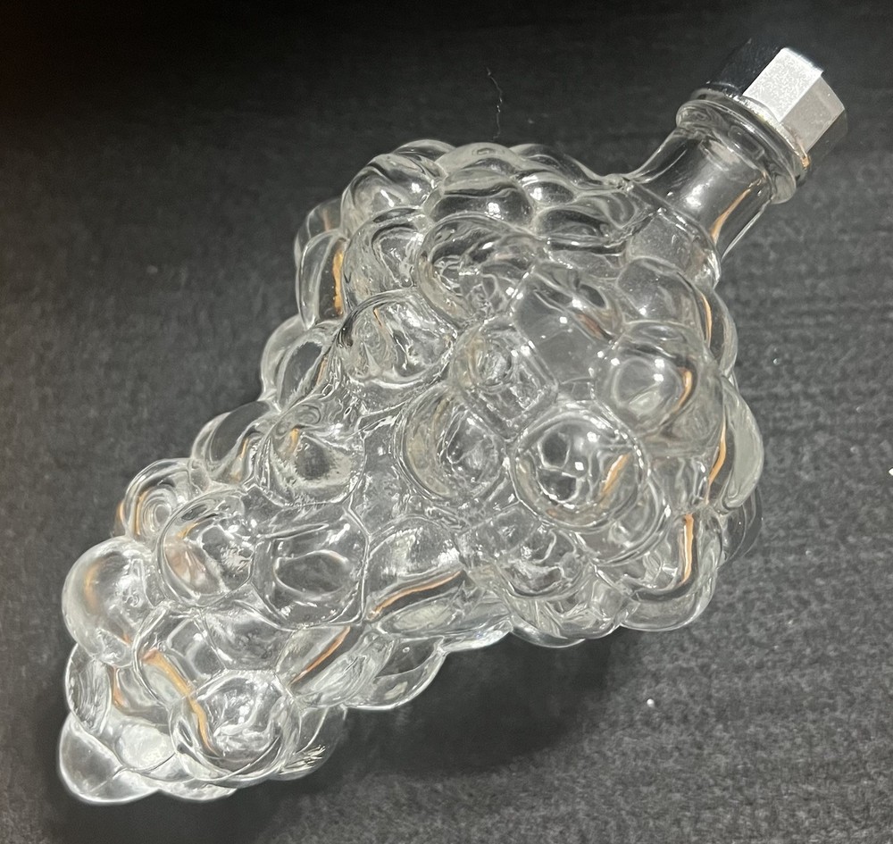 VTG Grape Cluster Glass Decanter Wine Bottle France 5.5” Long