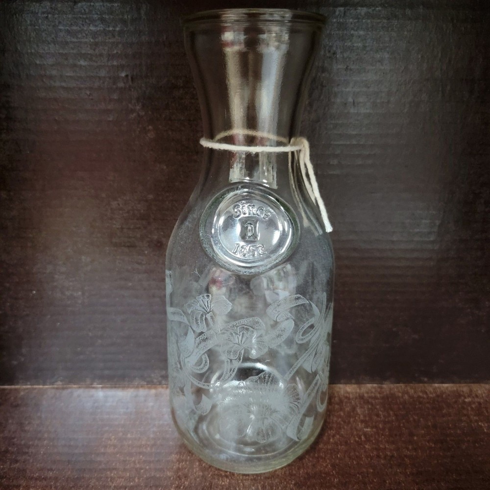 Vintage Paul Masson Wine Decanter Norman Kosarin 1989 Etched Flowers 9 3/4&Prime;