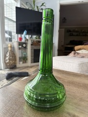 Vintage Italy Wine Jeanie Style Empoli Green Glass Bottle 11&Prime; Vase Beautiful
