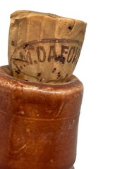 1970s J.M. Da Fonseca Portugal Stoneware Brownware Pottery Empty Bottle w/Cork