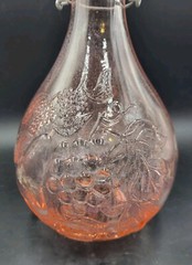 Vintage 10.5&Prime; Italian Jus De Fruits Pink Glass Wine Bottle Casadis Milano