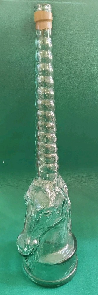Vtg Chianti Unicorn Bust Head Bottle Figure, Green Blue Wine Bottle No Cap 27&Prime; T