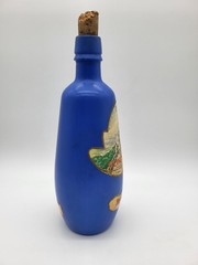 Vintage 1966 Concellos Portuguese White Wine Bottle Blue Opaque Painted Glass 9&Prime;